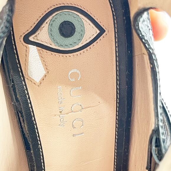 Gucci Black Patent Leather Queercore Dionysus Buckle Snake Heel Pumps EU 38 - Picture 13 of 15